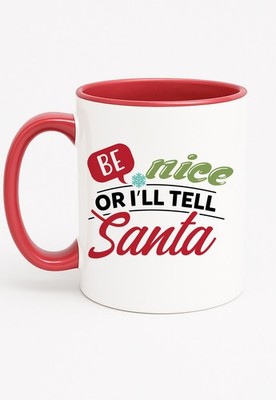 Lustige Weihnachtstasse Be Nice Or I ll Tell Santa Geschenk Wichtel Witz Tasse Xmas
