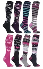 Heat Holders - Ladies Thin Extra Long Knee High 1.6 TOG Patterned Thermal Socks