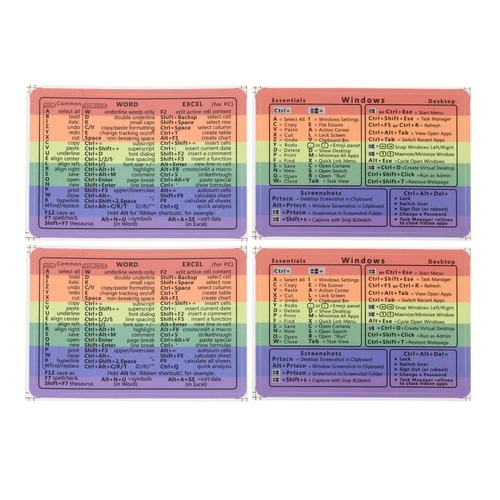  4 Sheets Tastatur Aufkleber Notebook -Aufkleber Computeraufkleber