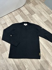 Men’s Black Armani Jeans V Neck Jumper Size Small 100% Virgin Wool Made In Italy