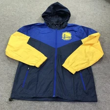 Golden State Warriors Windbreaker Jacket Mens Large Blue NBA Basketball Hooded