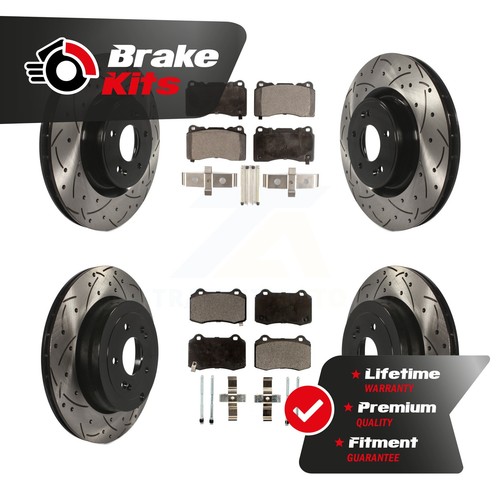Front Rear Coat Drill Slot Disc Brake Rotor Semi-Metallic Pad Kit For 3.8 R-Spec - Picture 1 of 18