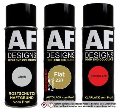 Spraydose Set für Fiat 237 Giallo Exploit Metallic Autolack Klarlack Grundierung