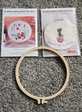 2 New Embroidery DIY Kits Dont Be A Prick Cactus / Stitch Types Includes Hoop