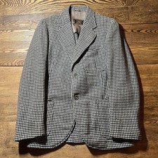 30s NRA Label Houndstooth Belt Back Sport Coat Blazer Wool Gold Crest 36R Damage