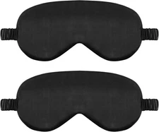 2 Pack Sleep Mask Silk Eye Cover for Sleeping, Soft Satin Black  Free Shipping