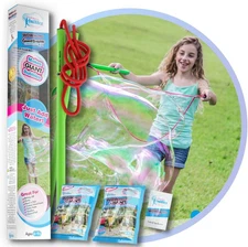 Giant Bubble Wands Kit: (4-Piece Set) | Incl. Wand, Big Bubble Concentrate and T