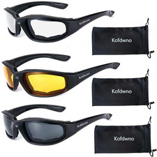 3PCS Motorcycle Riding Glasses UV400 Foam Padded Windproof Goggles Set