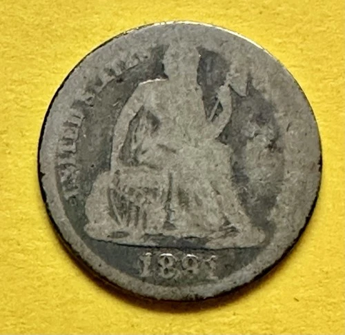 1891-O Liberty Seated Dime. 90% Silver. VG Condition. Charity Auction. ￼