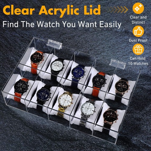 Acrylic Watch Display Case 10 Slot Watch Box Clear Watch Organizer Watch Hold... - Picture 3 of 5
