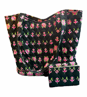 Vera Bradley New Hope Tote Bag & Matching Trifold Kisslock Clasp Wallet Set