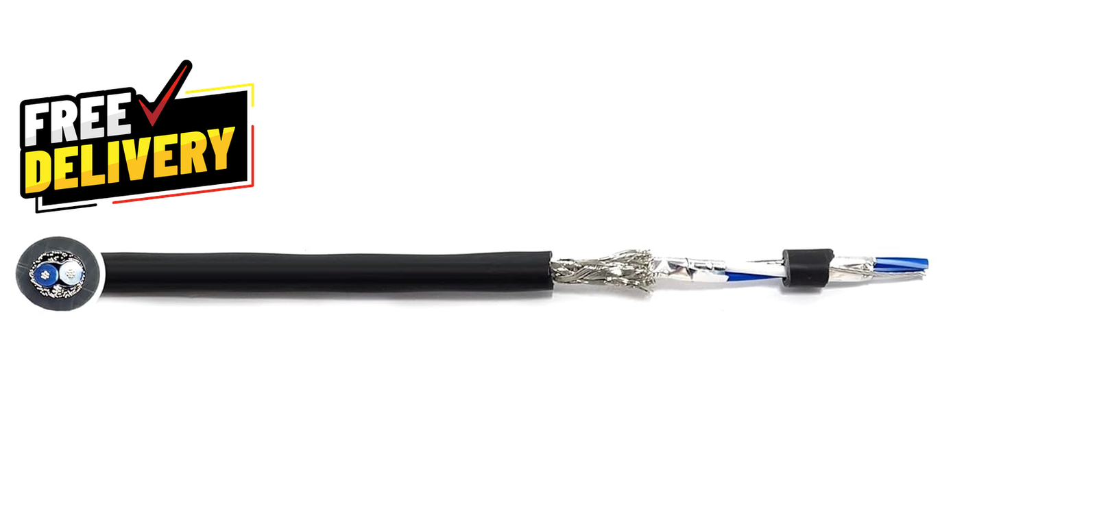 24AWG 1Pr RS-485 Shielded Cable - Equal to Belden 9841, Str TC  PE Ins, Os+Dr...