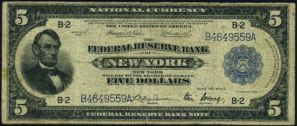 FR. 782 $5 1918 Federal Reserve Note Fine+ - Image 2 of 3