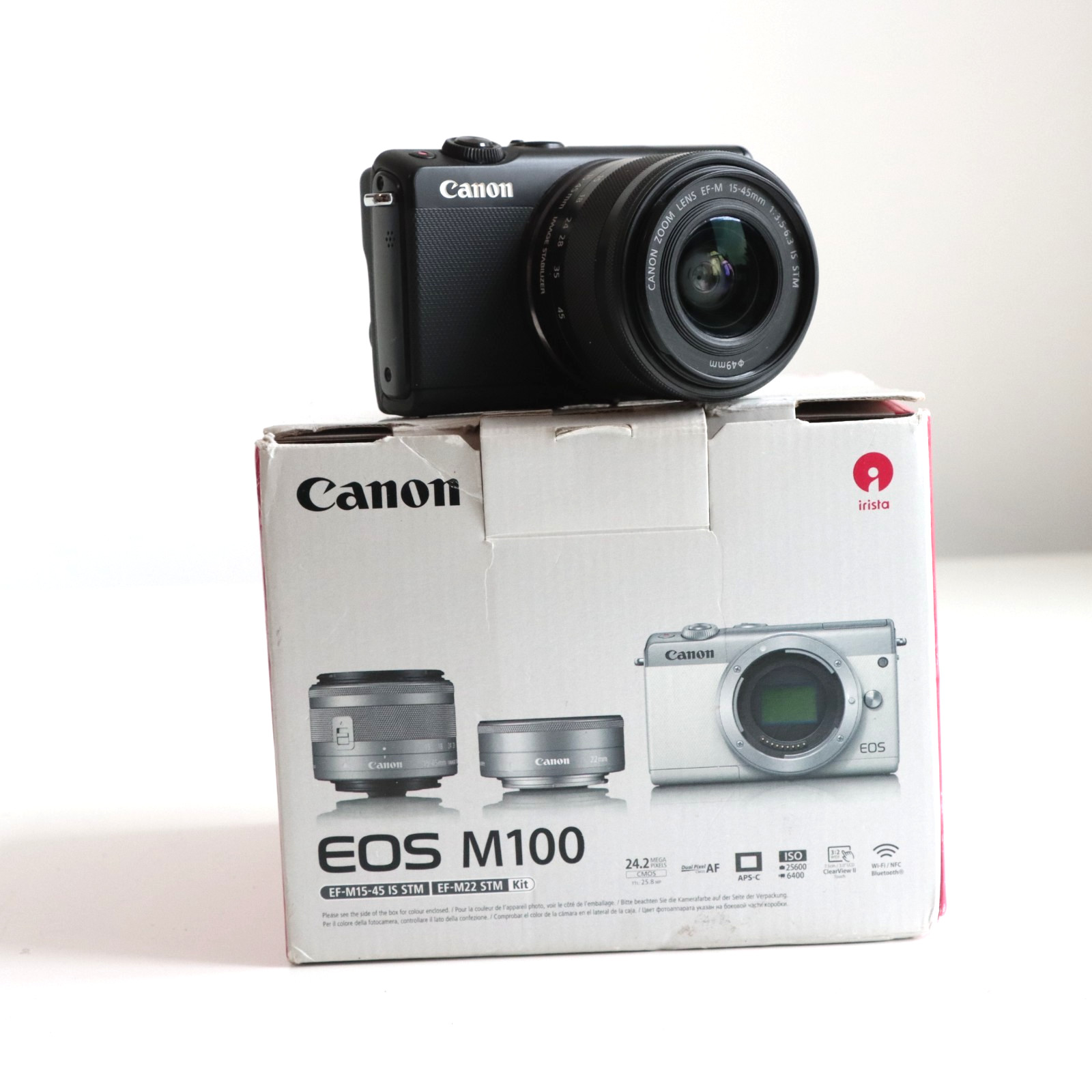 Canon EOS M100 Mirrorless Digital Camera, 15-45mm f/3.5-6.3 IS STM Lens, UK