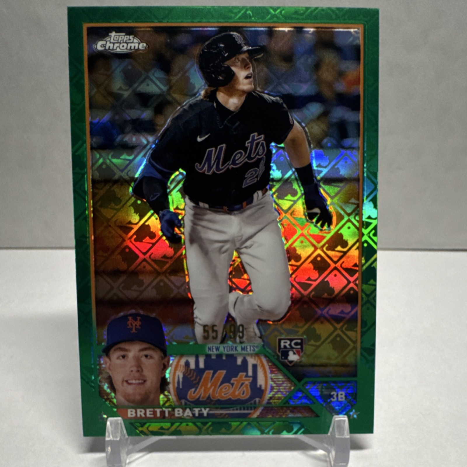 Topps 2023 Chrome Logofractor Brett Baty Rookie Green Refractor #204 99 Mets