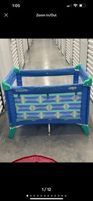 Vintage 90s Graco Pack n Play 870st Series Blue & Green Play Pen & Travel Case