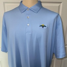 Peter Millar Polo Shirt Mens 2XL Blue Summer Comfort Golf USA Flag Performance