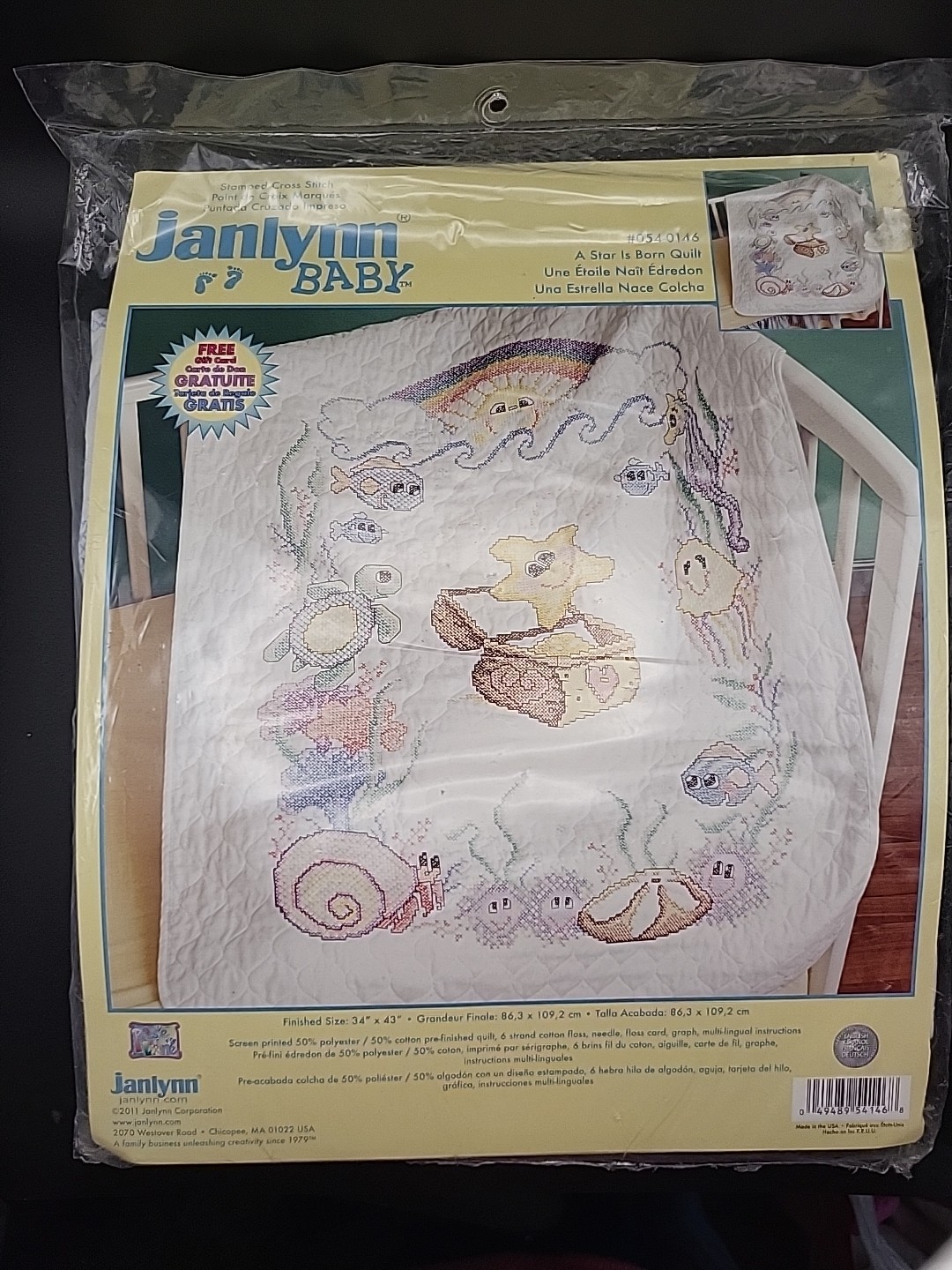 Janlynn Baby Quilt Stamped Cross Stitch Kit "A  Star Is Born
