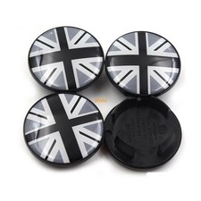 4x 54mm Union Jack UK Flag Mini Cooper Nabendeckel Radkappen Schwarz