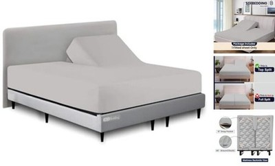 32'' Queen Split Top Flex Head Fitted Sheet ONLY 100% Queen 32'' 02 - Silver