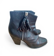 Stuart Weitzman & Russell & Bromley Nuprancing Brown Leather Ankle Boots Tassell