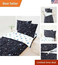 Vibrant Galaxy Zipper Twin Bedding Set for Kids - Comforter  Sheets Included