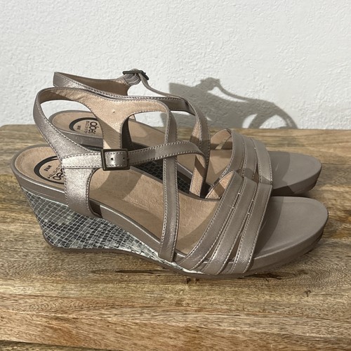 Abeo Bio System Women's Loretta Sandals Wedge Slingback Sz 8 Narrow Leather - Picture 2 of 9