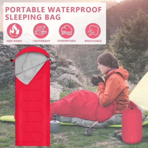 Outdoor Envelope Sleeping Bag Waterproof Warm Adult Camping Hiking for 4 Season