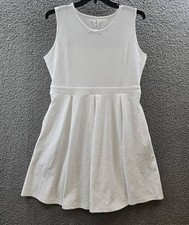 White Mark Plus Size Solid Fit and Flare Dress Women's 1XL White Sleeveless 