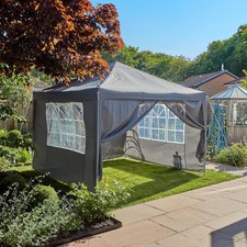 3m Grey Gazebo with Sides Windows Zip Up Marquee Outdoor Garden Camping BSeconds
