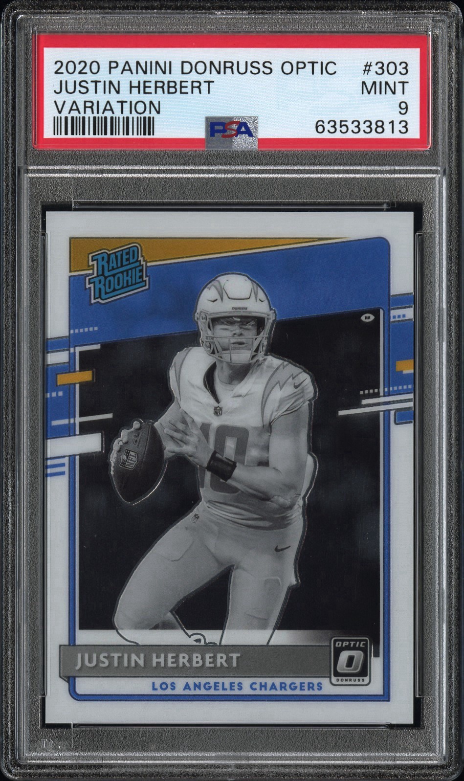 2020 Donruss Optic Justin Herbert Variation Rated Rookie PSA 9 #303