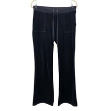 Juicy Couture Black Label Los Angeles Womens Medium Track Pants Velour Black