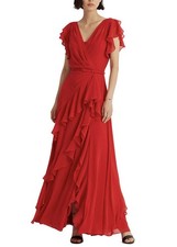 🔥NWT Lauren Ralph Lauren Ruffled Red A-Line Dress Sz 6