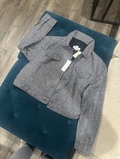 cupcakes and cashmere Houndstooth Wool Blend Cropped Jacket Size M
