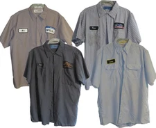 Lot of 4 Used Work Shirts Large Short Sleeve Mixed Colors, Brands Cintas Red Kap