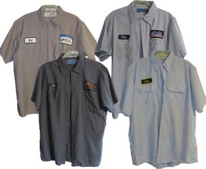 Lot of 4 Used Work Shirts Large Short Sleeve Mixed Colors, Brands
