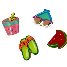 Summer Beach Icon Button Covers Sunglasses Sandals Watermelon Sewing Notions