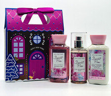 Bath  Body Works SWEET PEA Shower Gel, Cream  Fragrance Mist Mini Gift Set Box