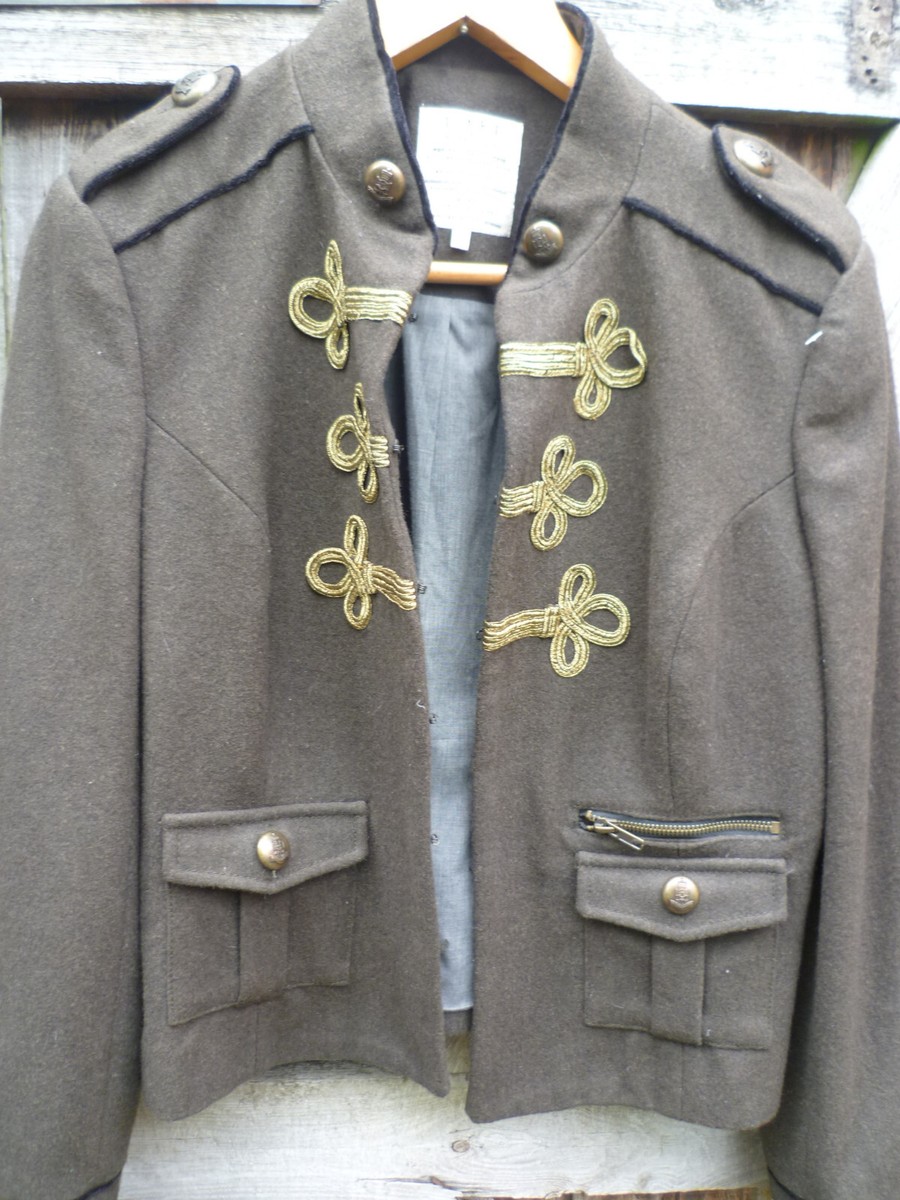 L’art by River Island military style jacket khaki/olive gold braid