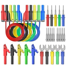 Cleqee Banana Plug Silicone Test Lead 4mm Safety Shrouded Stackable Alligator