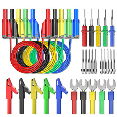 Cleqee Banana Plug Silicone Test Lead 4mm Safety Shrouded Stackable Alligator