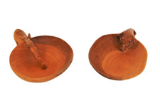 Vtg Pair Elephant  Cheetah Beautiful Carved Wood African Animal Bowls Kenya HTF