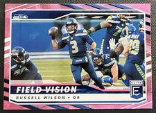 2021 Elite Football Russell Wilson Pink Field Vision FV3 Seahawk Free Shipping