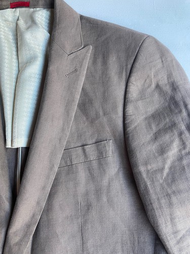Men’s John Varvatos 100% Linen Two Button Long Sleeve Beige Sport Coat Size 44R - Picture 12 of 12