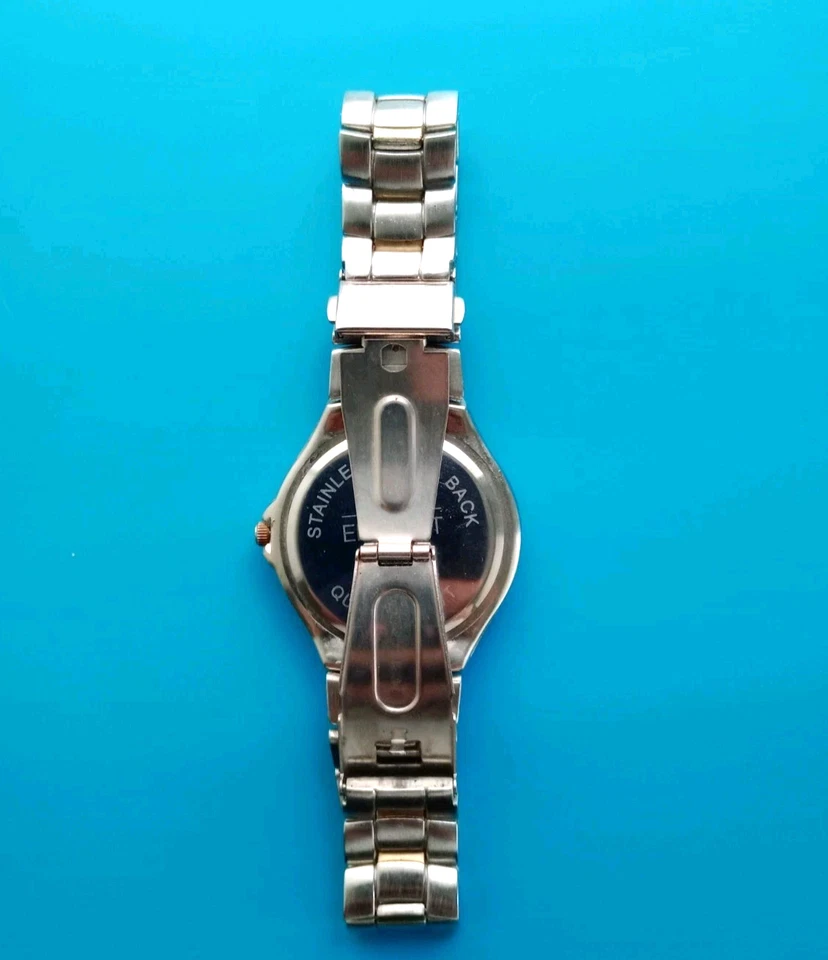 Элемент кварцевые мужские часы из нержавеющей стали - двухцветный металлический браслет новый аккумулятор - Изображение 3 из 4