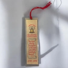 VTG Woven Silk Bookmarks Liberty Bell Philadelphia, Pennsylvania, Laminated ￼￼￼