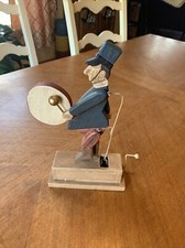 Antique Wooden Hand Cranked Toy Drummer