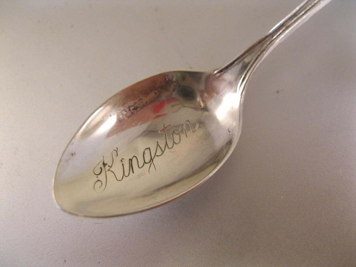 Vintage Kingston Canada Enamel & Sterling Silver Spoon Souvenir Collectible