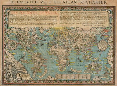 Home Wandkunstdruck - Vintage Kartenposter - ATLANTISCHE CHARTER 1942-A4, A3,A2,A1,A0