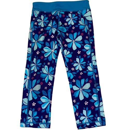 GymGo Gymboree Medium Girls 7/8 Blue Floral Capri Pants - Picture 3 of 4